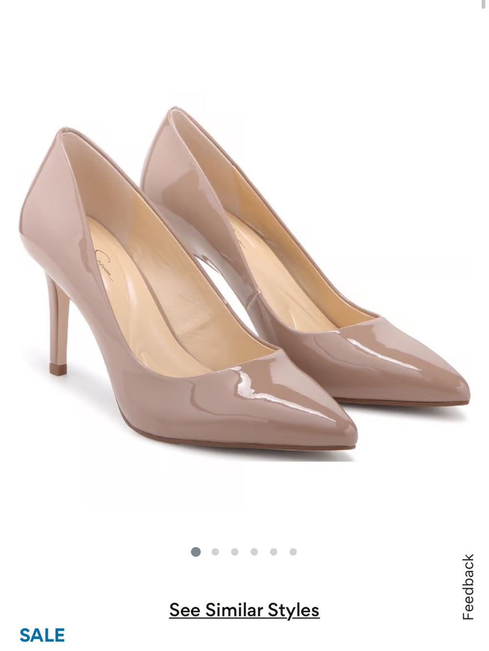 Jessica Simpson Nude Patent Pointed-Toe Pumps